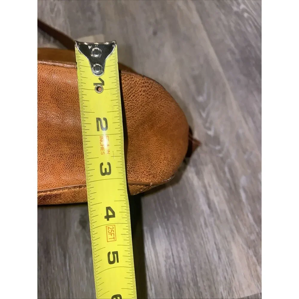 Lucky Brand Brown Goat Leather Saddle Bag Crossbody Purse Boho Classic - Picture 6 of 10